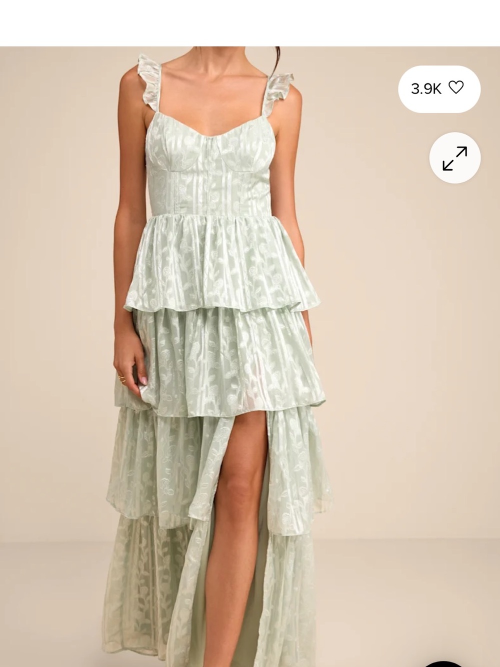 Lulu's Sage Green Ruffled High-Low Tiered Dress